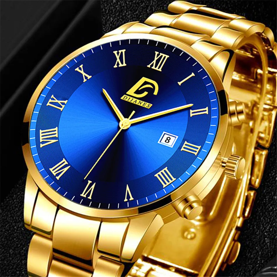 

Fashion Stainless Steel Men's Watches Luxury Reloj Hombre Calendar Quartz Wristwatch Men Business Dress Watch Relogio Masculi