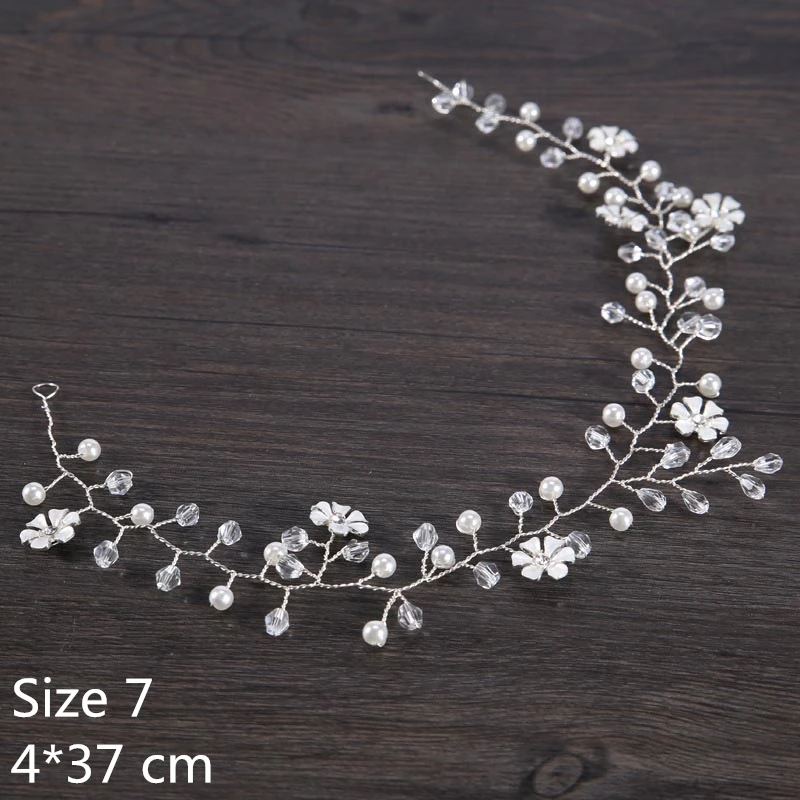 Style 7 FORSEVEN золотые Серебристые повязки ювелирные изделия для волос жемчуг кристалл лист невесты диадемы головной убор Свадебные аксессуары для волос подарок JL - Окраска металла: Style 7
