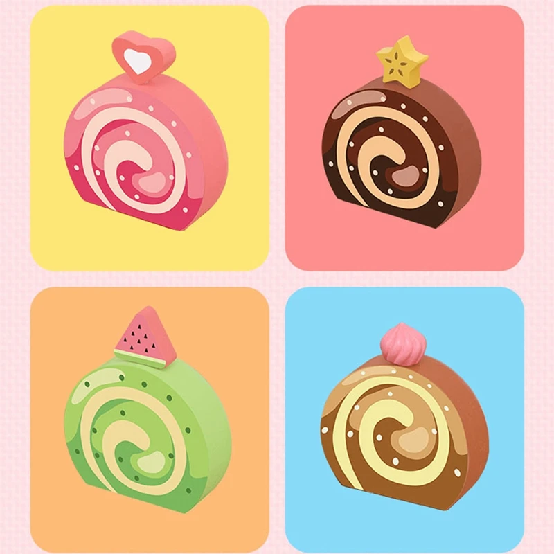 

Kids Wooden Cutting Cake Toys Set Kitchen Food Pretend Play Simulation Cake Roll Donut Ice Cream Toys Afternoon Tea Toys