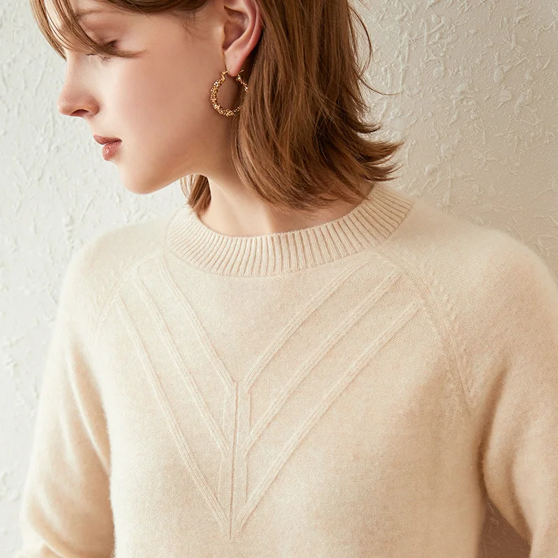 

Свитера из овечьей шерсти 2021, женские пуловеры с длинным рукавом, осенне-зимний Однотонный свитер с круглым вырезом, женские вязаные брендо...