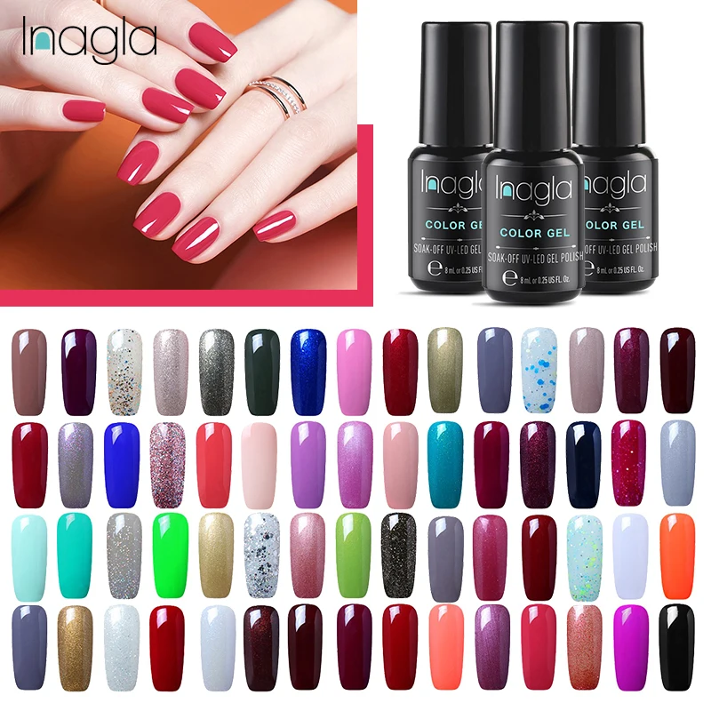 Inagla Гель лак для ногтей новейший цветной Полупостоянный Быстросохнущий 8 мл