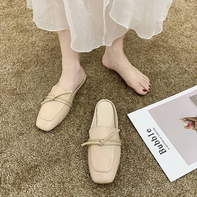 

Шлепанцы женские на плоской подошве, роскошные сланцы, пикантные мюли, мягкие лоферы с бантом-бабочкой, пикантная обувь, 2021