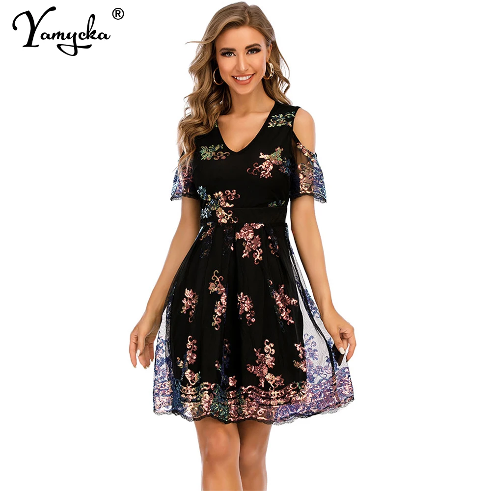 

Sexy Black vintage night club outfits mini sequin summer dress y2k dresses for women Casual party bodycon woman Dress vestidos