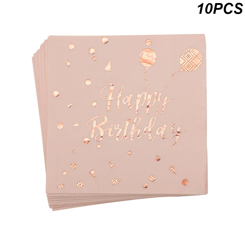 

78pcs/Set Rose Gold Disposable Tableware Set Happy Birthday Party Decoration Paper Cup Plate Banner Set Adult kids birthday Deco