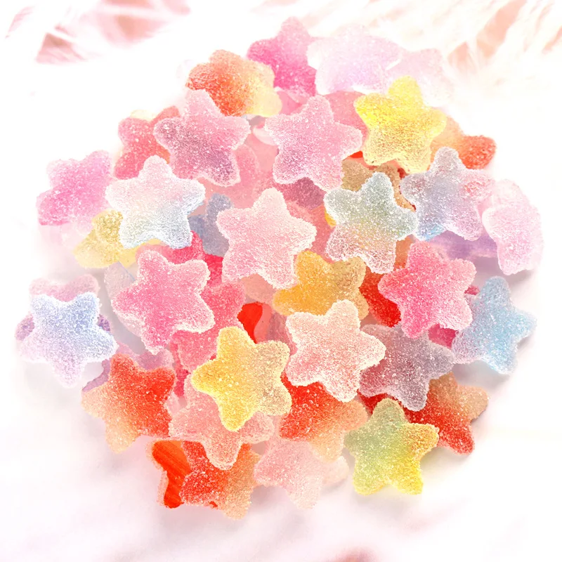 10pcs 17mm Resin kawaii food star-shaped sweet sugar soft candy charms ornament decoration Jewelry making Handicraft Material