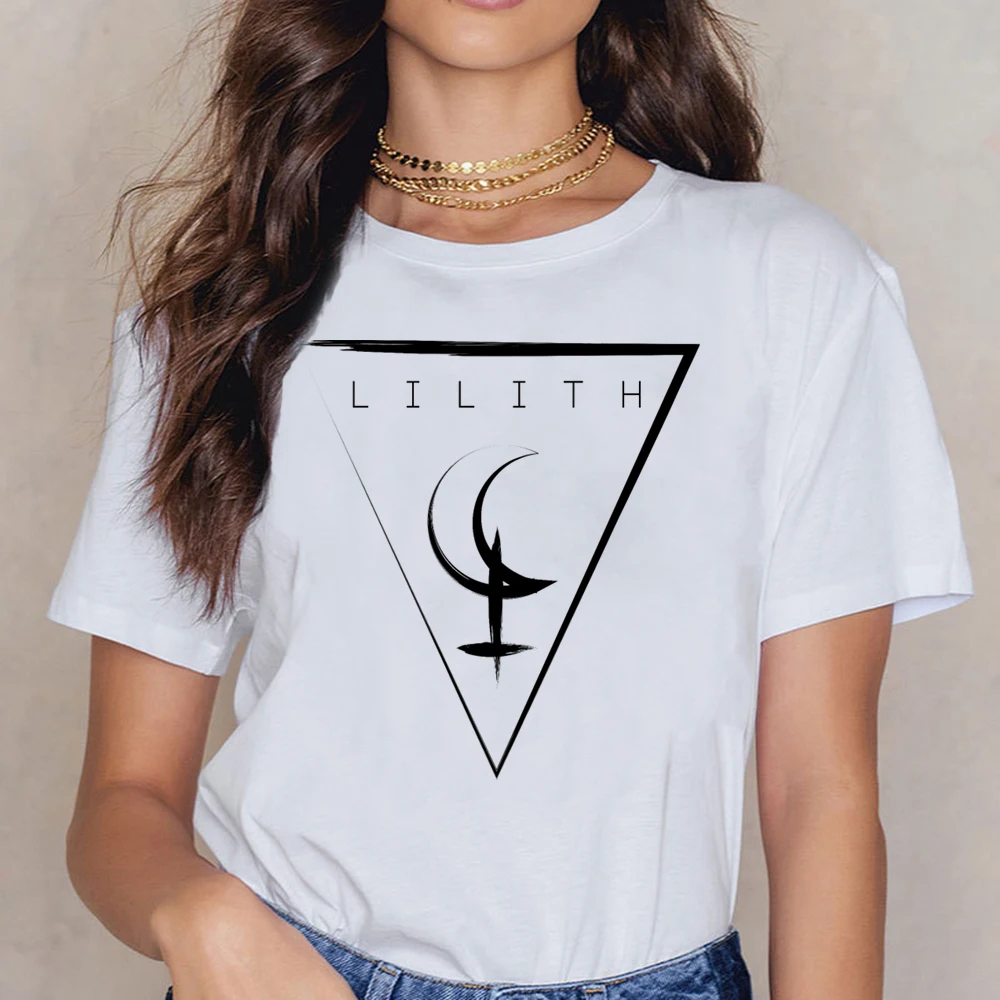 Топы Футболка женская символ Лилит Модная белая рубашка на заказ | Женская одежда