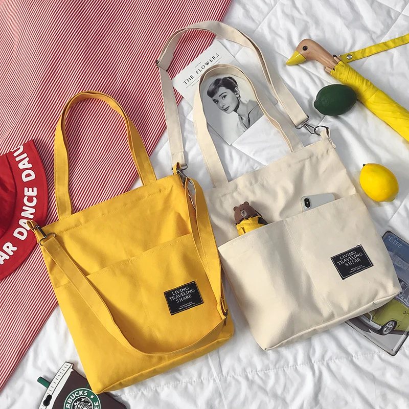 Винтажная Холщовая Сумка Ins Harajuku Женская Новая корейская модная однотонная