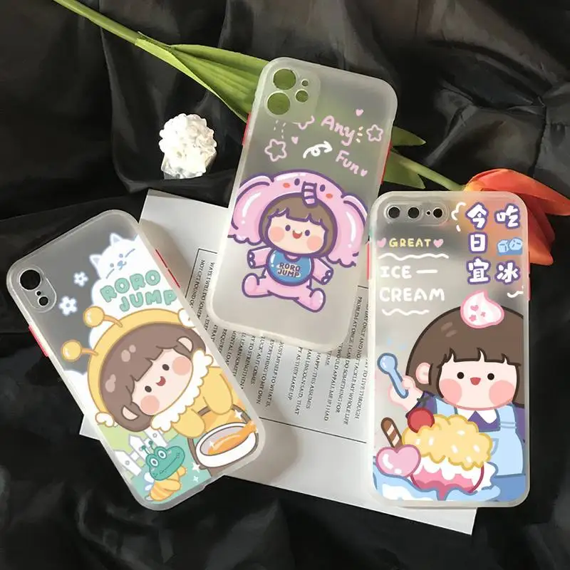 

Cute anime girl snacks Phone Case matte transparent For iphone 7 8 11 12 plus mini x xs xr pro max cover
