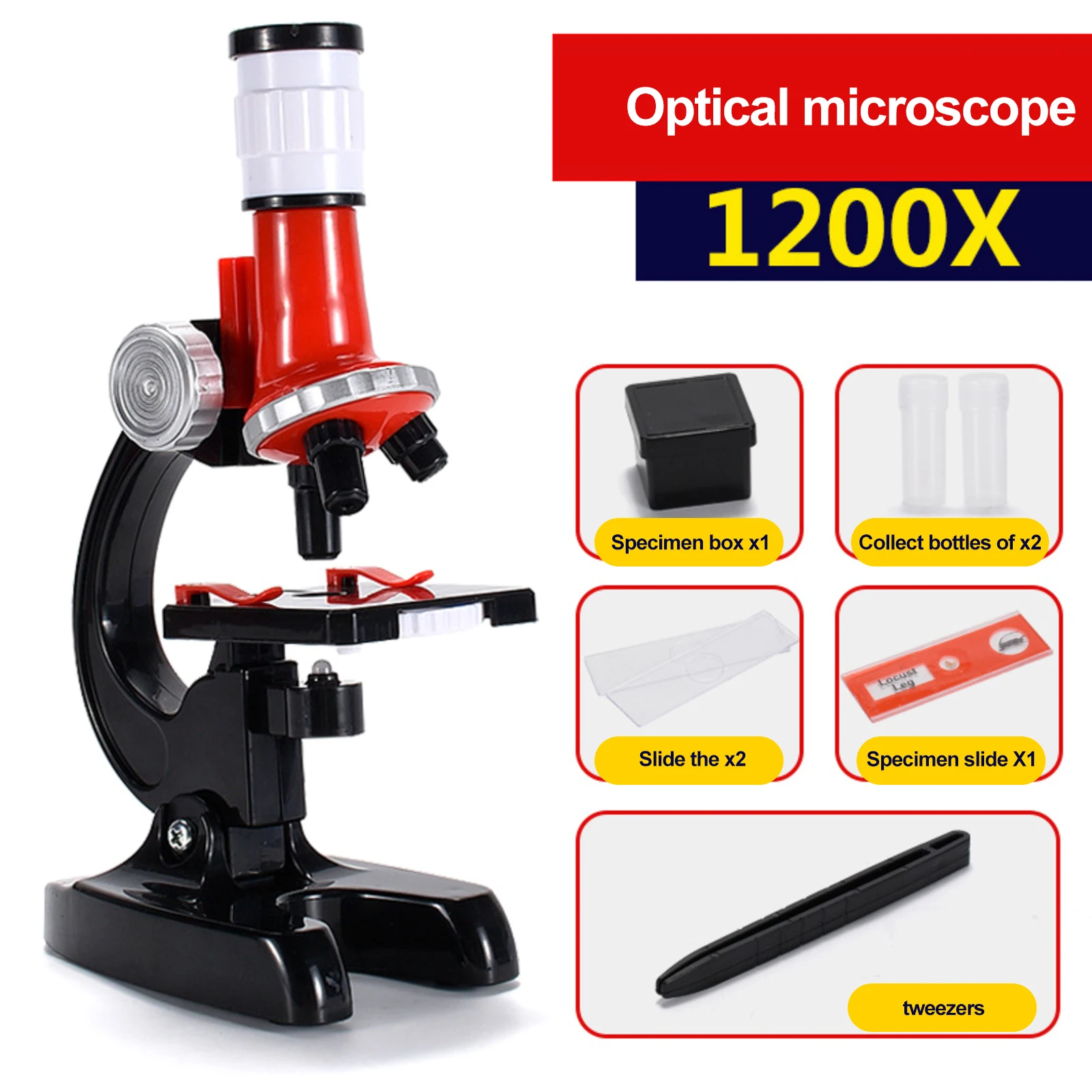 

Refined Biological Microscope 1200X Microscope Kit Lab LED Home School Science Education Toy For Kids Microscope Observation Toy