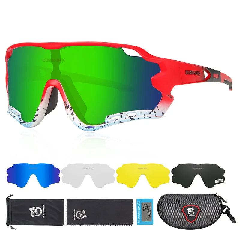 As Picture Showed Queshark HD поляризованные велосипедные очки для мужчин и женщин 5 линз MTB дорожный велосипед TR90 рама - Цвет: As Picture Showed