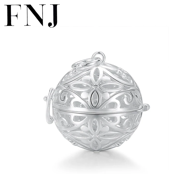 

FNJ Ball Pendant 925 Silver Original Pure S925 Thai Silver Pendants Women for Jewelry Making 5mm Hole