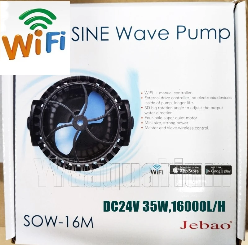 SOW16M WIFI 16000LPH Jebao WI-FI SOW-5M SLW-10 SLW-20 SLW-30 SOSINE волна потока Wavemaker супер тихий мощный Коралловый Риф Морской насос 4000-10000-16000LPH - Цвет: SOW16M WIFI 16000LPH
