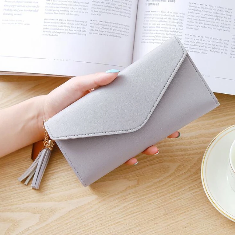 Длинный кошелек женские кошельки с кисточками модный держателем для карт