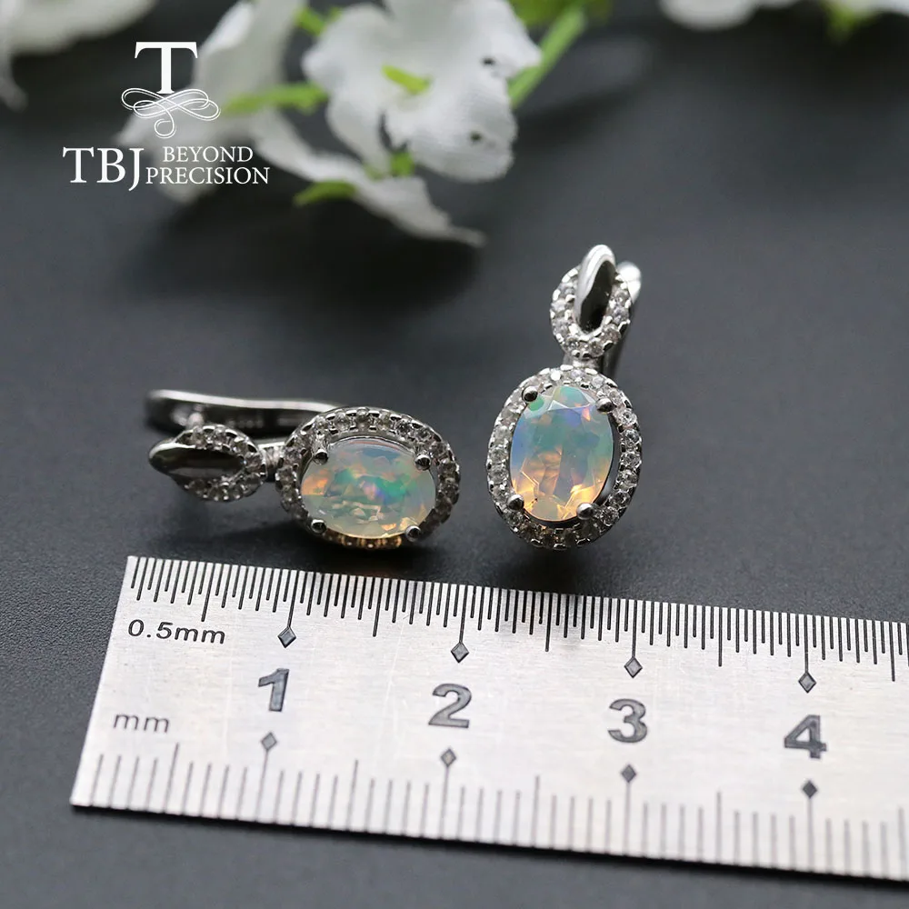 Высокое качество опал застежка серьги, овальная огранка 6*8 мм 1.7ct натуральный драгоценный камень серебро 925 пробы розовый цвет ювелирные изделия tbj продвижение