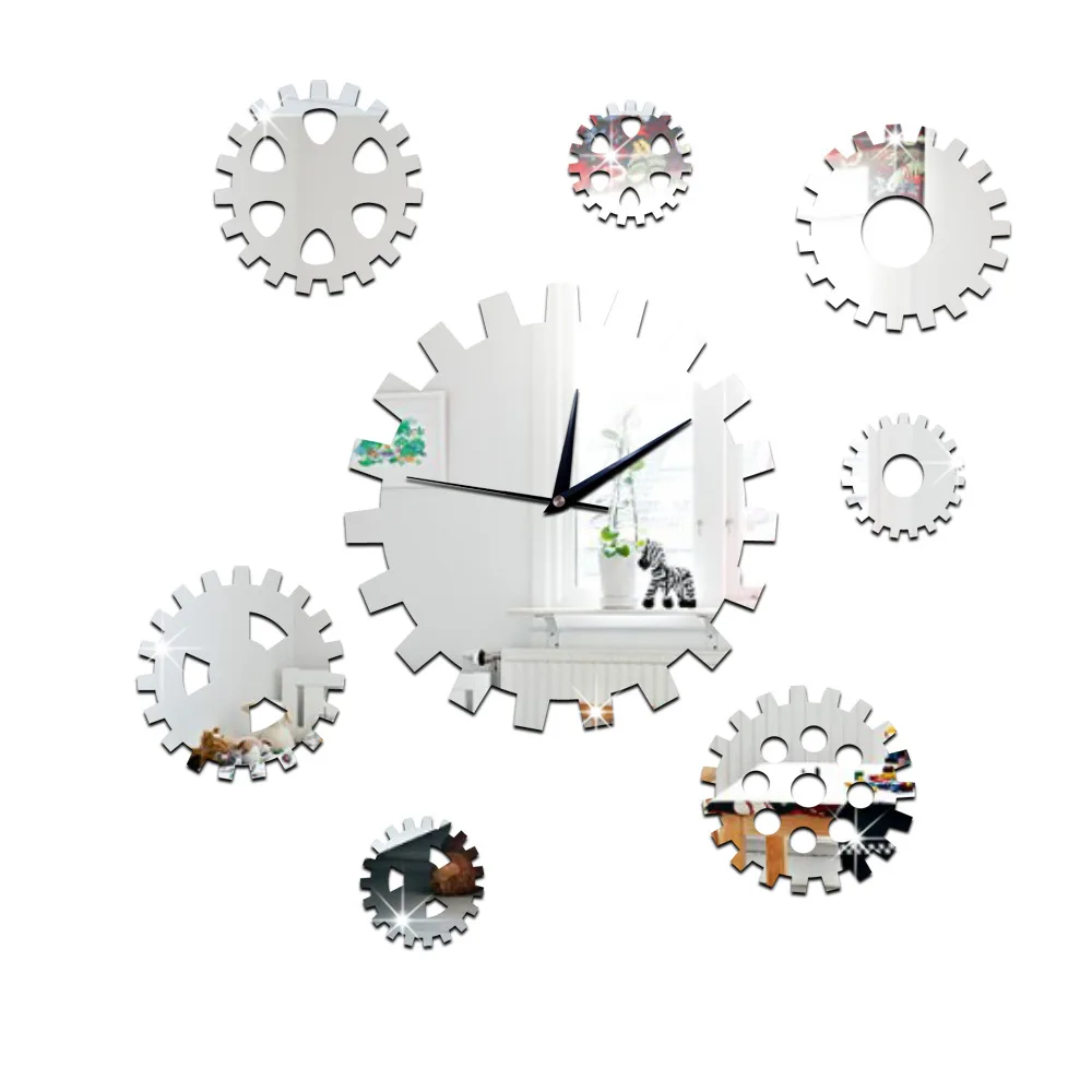 DIY Creative Large Wall Clock Sticker Gear Mirror Clocks Home Decor Silent Living Room Watch Duvar Saati Gift FZ845 | Дом и сад
