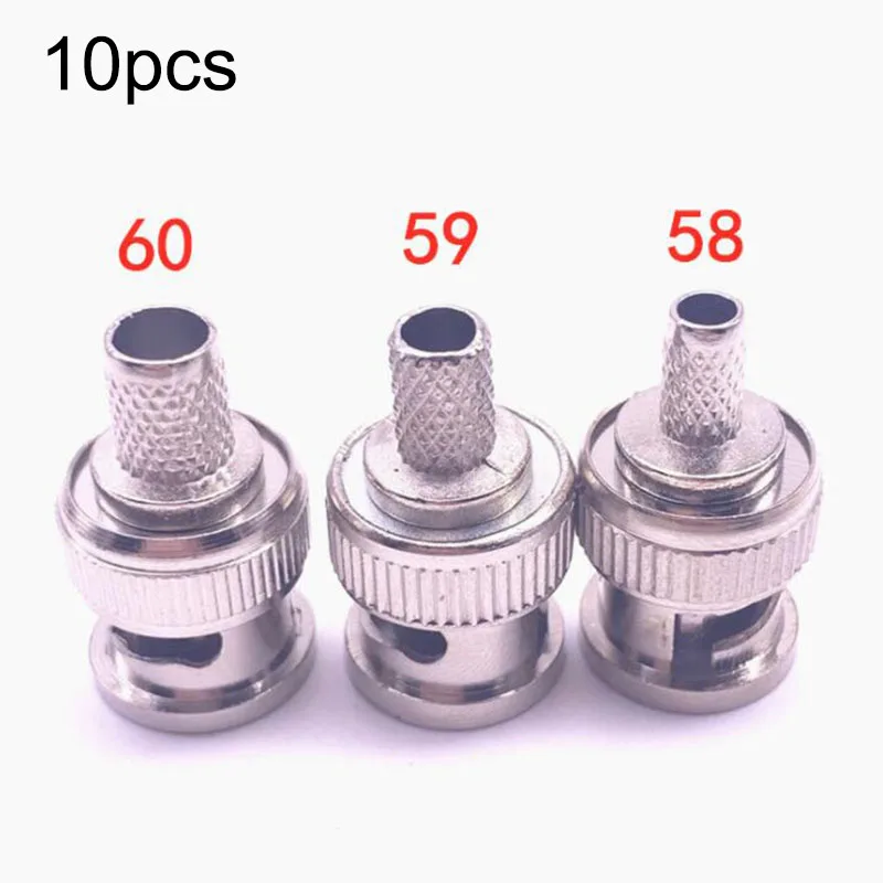 

10 шт. BNC Штекерный обжимной соединитель переходник для CCTV Аудио BNC Гнездовой соединитель RG58/RG59/RG60