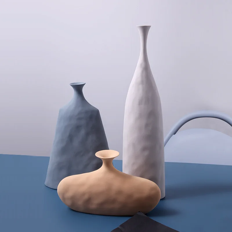 

Nordic Ceramic Vase Creative Models Living Room Model Flower Arrangement Geometric Art Decorative Flower Pot
