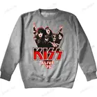 Новое поступление, Мужская толстовка, осенние толстовки Kiss Band - Alive 75, мужские хлопковые черные свитшоты, толстовка унисекс, Мужская толстовка, тонкий стиль