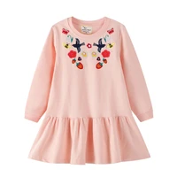 new long sleeve girls dress flower embroidery cotton childrens clothes tunic baby autumn spring toddler dress