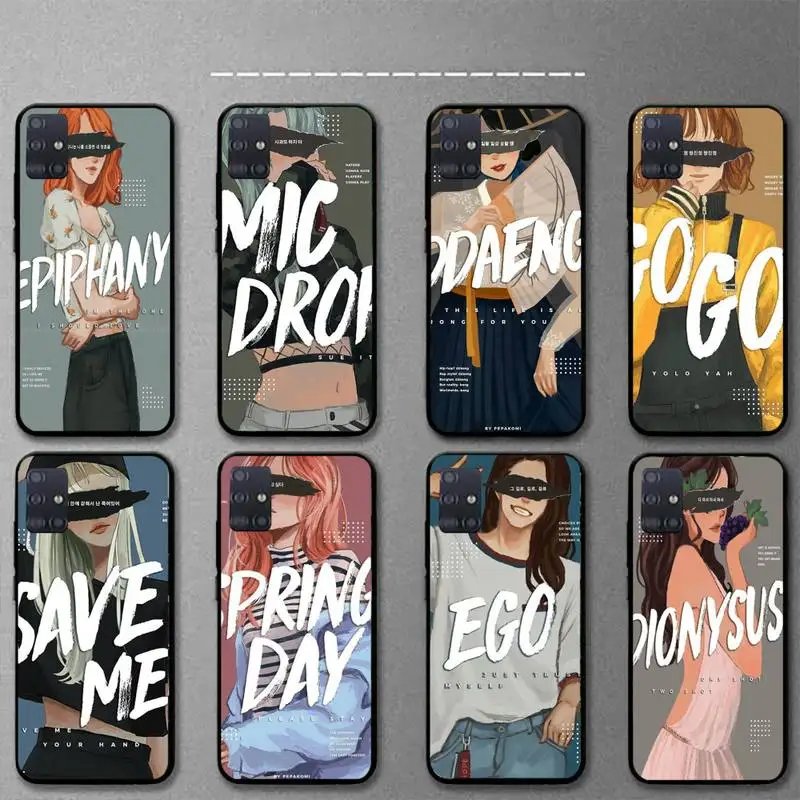 

pepakomi Bts Perfect black Phone Case For Samsung S21 S30 S10 S9 S8 S7 S6 S5 plus lite ultra edge soft Cover Fundas