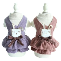 new autumn dress for dogs smiley rabbit suspender skirt plus fleece cat costume dog pet clothes