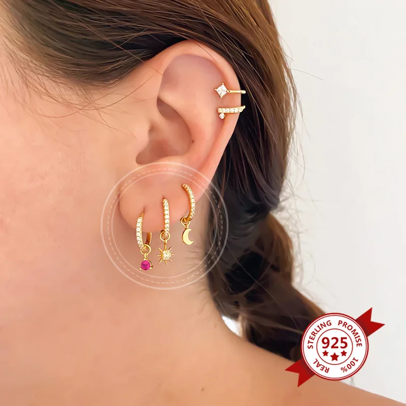 

Женские серьги-кольца из серебра 925 пробы, с фианитом
