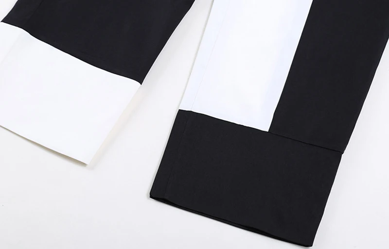 

Spliced White Black Contrast Color High Waist Trousers New Loose Fit Pants Women Fashion Tide Spring Autumn 2021 1DD3981