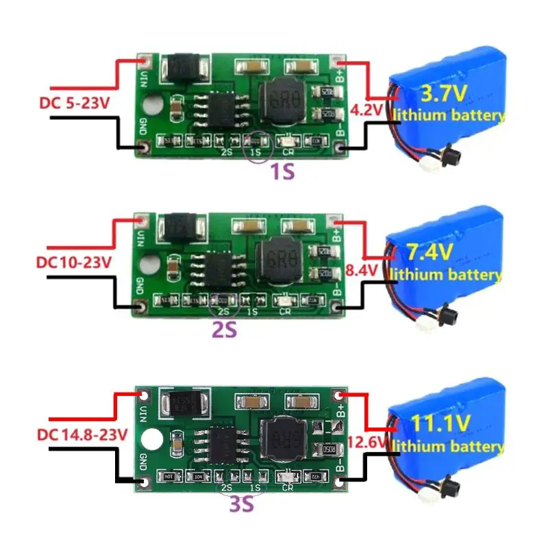 DC 5-23V 4,2 V/8,4 V/12,6 V литий-ионное зарядное устройство многоэлементное синхронное Снижение напряжения для 3,7 V/7,4 V/11,1 V 18650 литиевая батарея