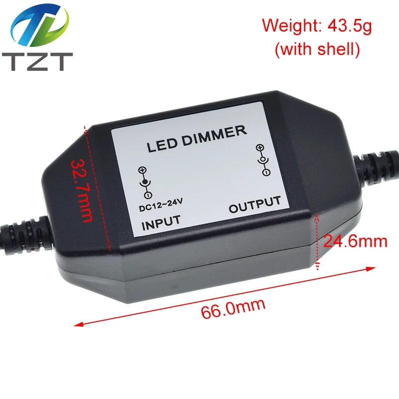 TZT LED Dimmer Switch Brightness Adjust Controller for 3528 5050 5730 5630 Single Color Strip Light DC 12V 24V Black/White | Электронные