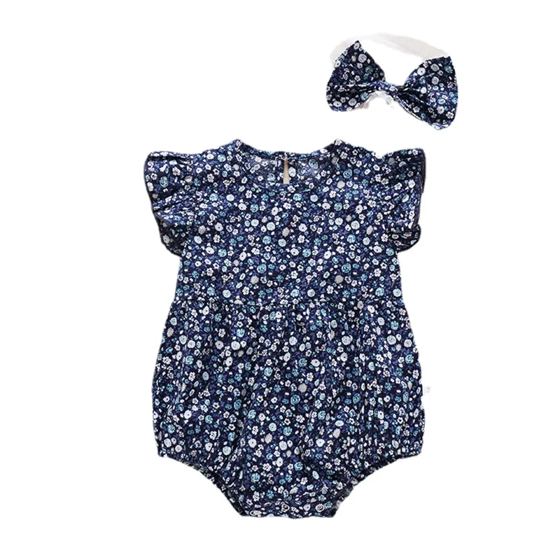 

Summer New Baby Girl Clothes Floral Flying Sleeve Ruffle Rompers Baby Cotton One-Piece Rompers Children Outfits