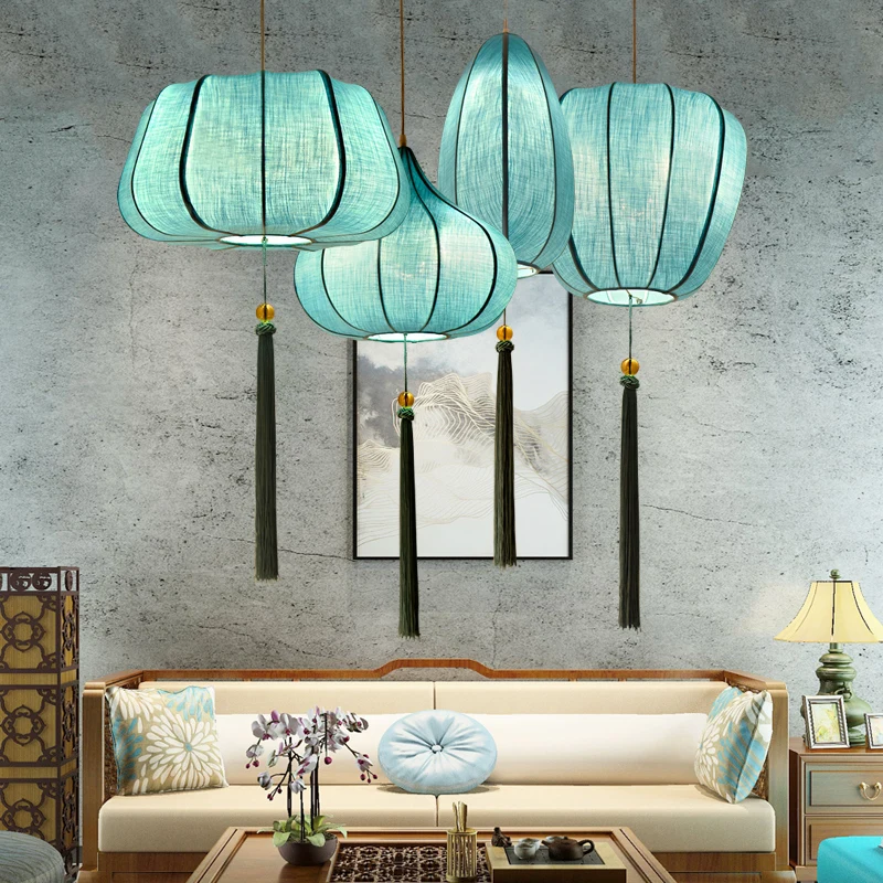 

New Chinese Lantern Chandelier Lighting Retro Chinese Zen Lamp Creative Restaurant Restaurant Living Room Antique Lamp