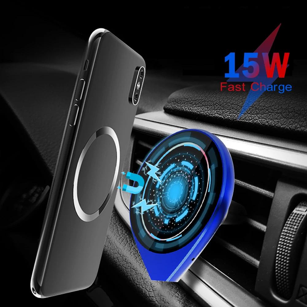 

15W Qi Fast Charging Car Holder Magnetic Wireless Charger Car Phone Stand for IPhone 13 12 11 Pro Max Xiaomi 10 Samsung S21 S20