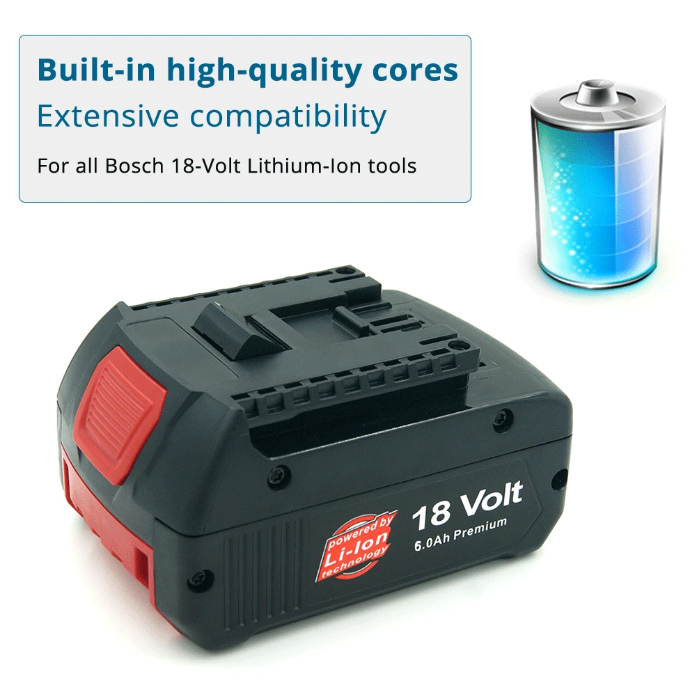 2 шт Замена для Bosch 18 в 6,0 Ач литий-ионный аккумулятор BAT609 BAT610G BAT618G BAT620 BAT621 беспроводные инструменты с лампой