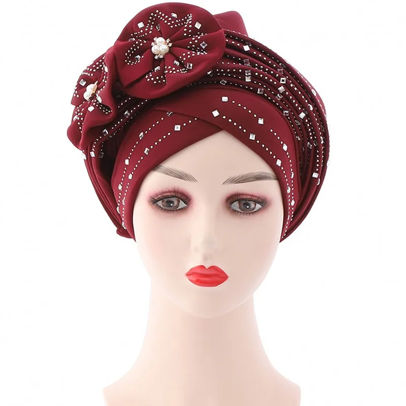 Африканские тюрбаны для женщин авто тюрбан многослойная палка бриллиантовый