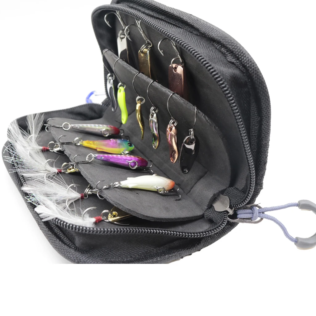 

Fishing Spoon Lures Bag Tackle Case Spinner Box Waterproof attach to Vest Backpack Carp Fishing Fly Fishing Tools 15x10x4cm
