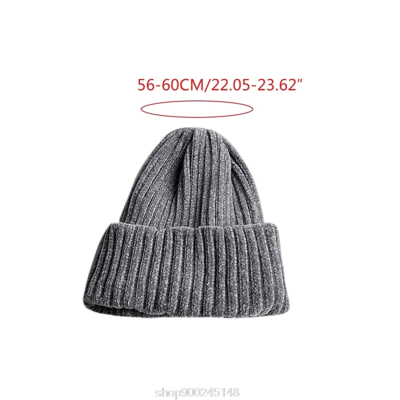 

Double Layer Thicken Chenille Velvet Beanie Hat Ribbed Knitted Simple Solid Color Warm Cuffed Skull Cap N09 20 Dropshipping