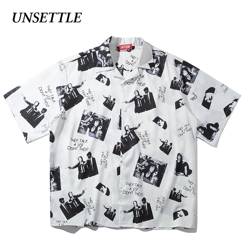 UNSETTLE 2020SS Harajuku Хип хоп рубашка уличная одежда мужская гавайская с принтом Пляжная