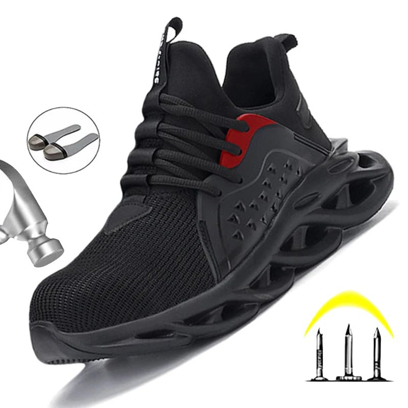 

Легкие защитные ботинки для мужчин, рабочие ботинки, дышащие защитные ботинки, Мужская Рабочая обувь со стальным носком, Нескользящие рабоч...