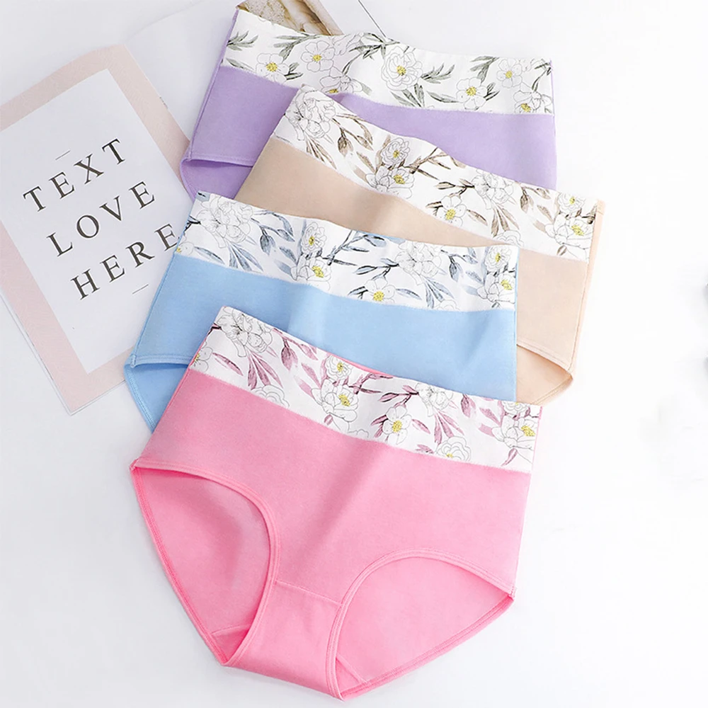 Женское привлекательное нижнее белье с принтом кружевные трусики завышенной