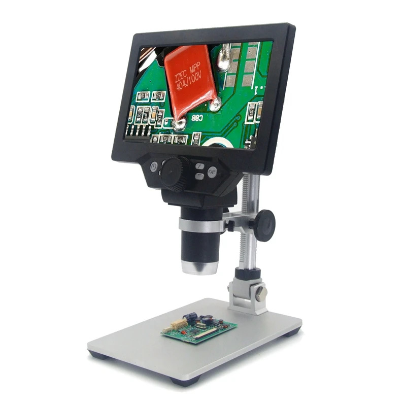 Microscopio Digital 1200X, 12MP, vídeo electrónico, 7 pulgadas, HD, LCD, soldadura, lupa de reparación de teléfono, soporte de Metal