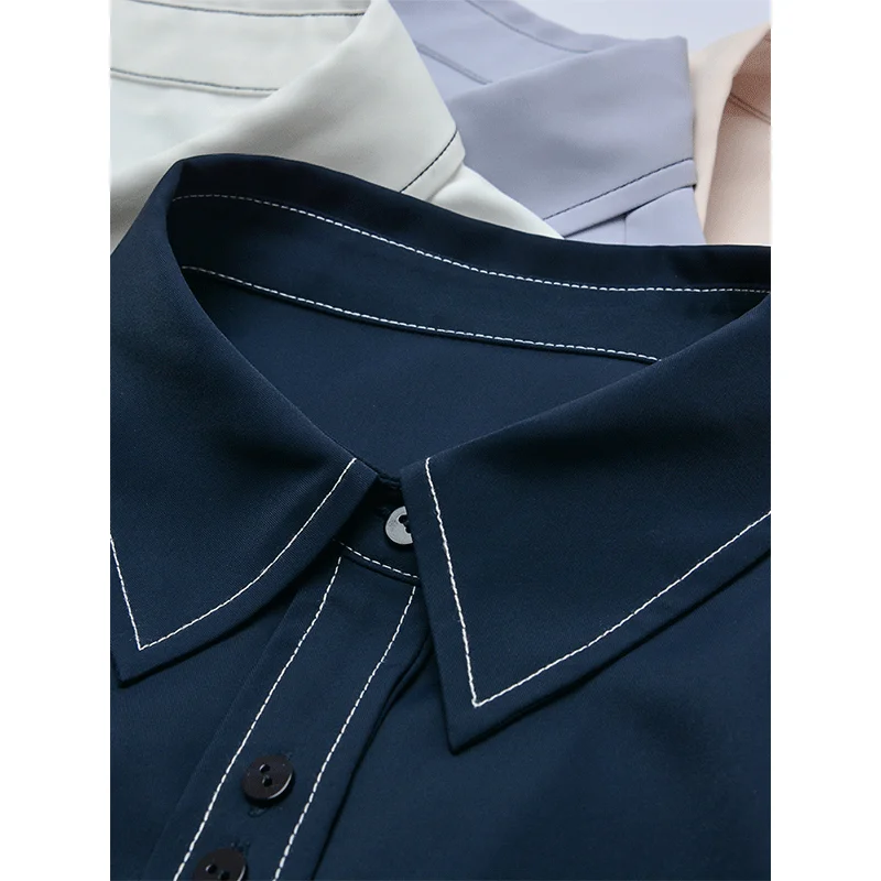 

Business Shirt Women's Short-Sleeved Square Collar White Chiffon Shirt 2021summer New Elegant Versatile T-shirt Fashion