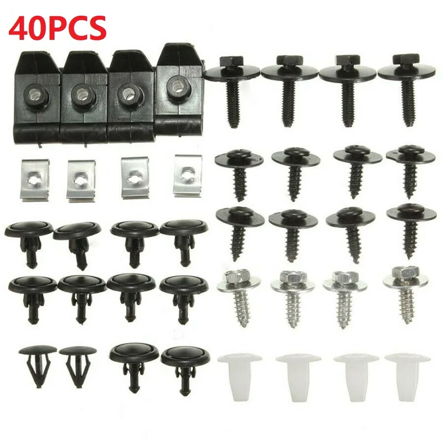 

40 PCS Universal Car Clips Trim Mountings Retainer Fastener Screws Repair Components Nuts