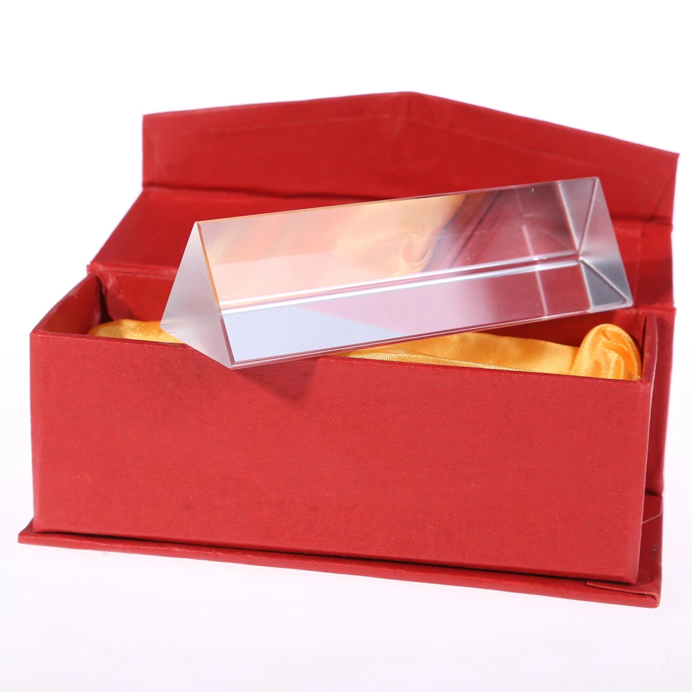 

Physics prism 40x40x180mm Triangular Optical Prisms Glass Teaching Refracted Light Spectrum Rainbow Children Students Present