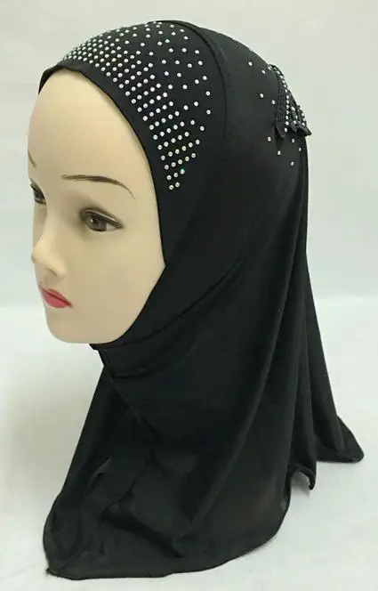 Детские Цветочные кепки со стразами мусульманский головной платок шаль Рамадана