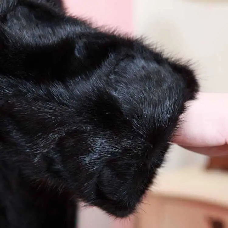 100% mink fur + fox fur collar 2021 autumn and winter new real mink fur coat female mid-length