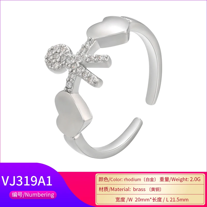 ZHUKOU Новое серебряное кольцо в виде марионетки с фианитом свадебное Открытое для