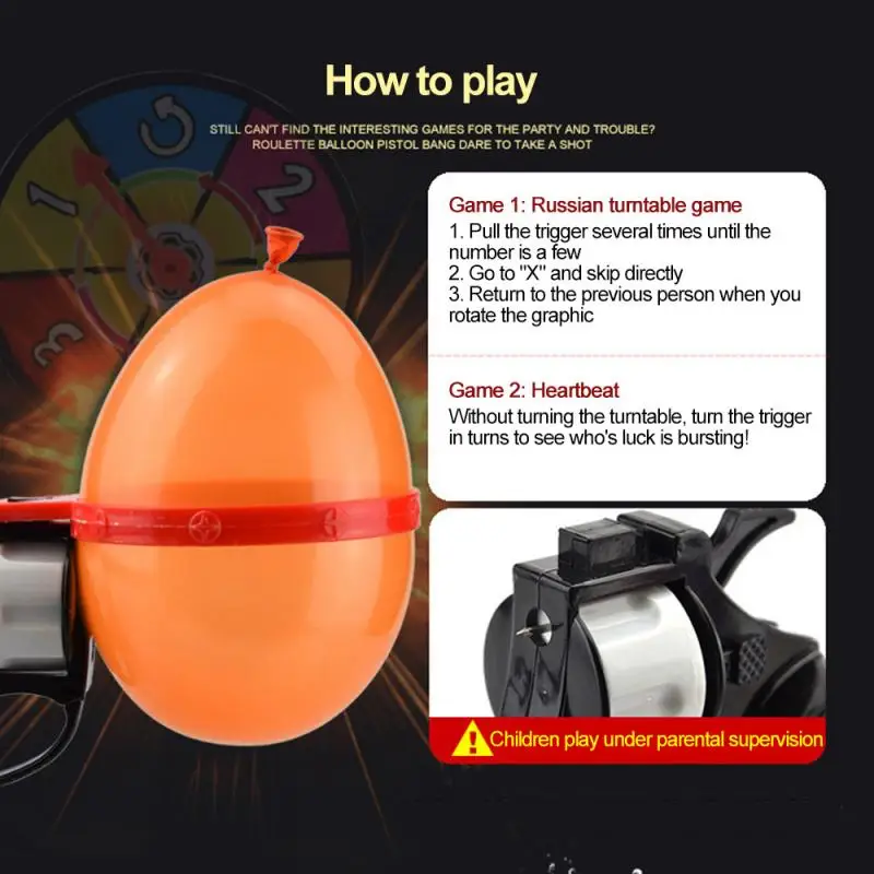 

New 1 Set Children's Turntable Balloon Gun+10 Balloon Funny Party Game Whole Person Toy Family Games Tricky Toys For Kids Gift