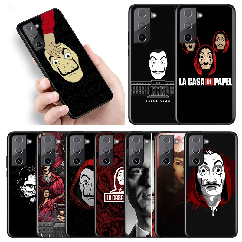 

la casa de papel TV For Samsung Galaxy S10E S10 S22 S21 S20 FE Ultra Pro Lite 5G S9 S8 S7 S6 Edge Plus Black Phone Case