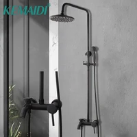 kemaidi matte black bathroom shower set rainfall shower head bathtub shower mixer with hand shower mop spout faucet set