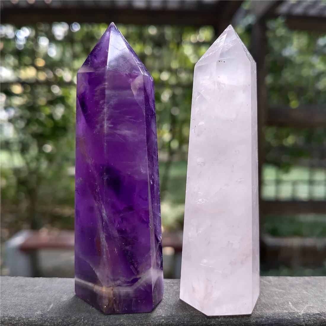 2 шт. шеврон амихтист розовый кварц башня кристалл камень остров Камни Кристаллы